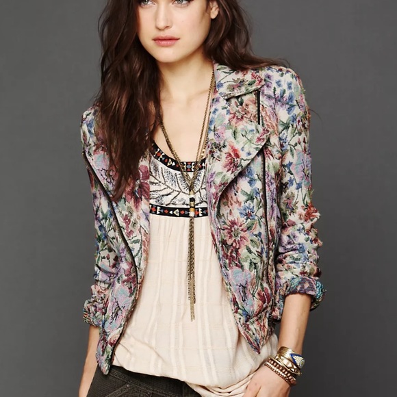Free People Jackets & Blazers - Free People Tapestry Moto Jacket
